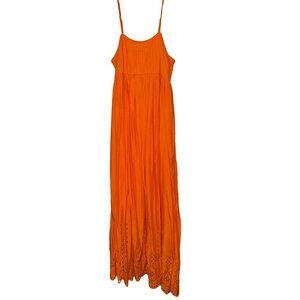Japna Orange Eyelet Maxi Dress